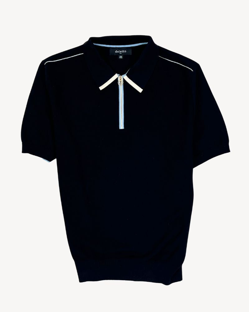 STYLE BERNARD - Half Zip Polo with contrast Piping