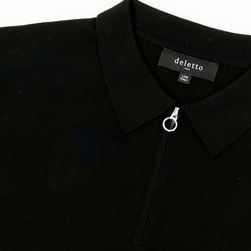 STYLE JUSTINO - Black Zip Polo Shirt - 100% Pima Cotton