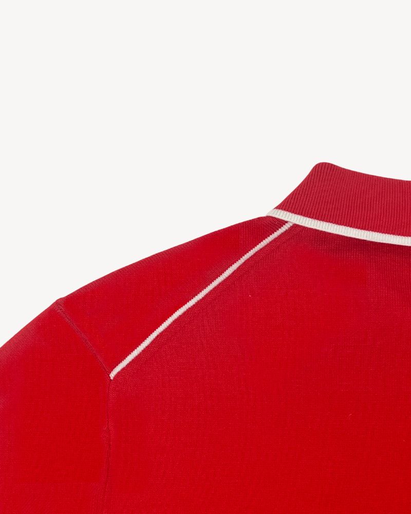 STYLE SANTINO - Red Half Zip Polo Shirt